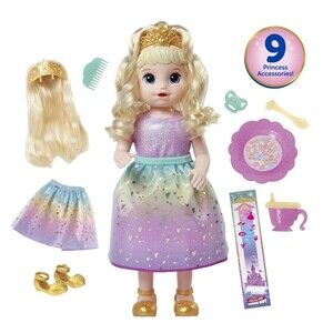 Baby Alive: Princess Ellie Grows Up 14-18Inch Doll Blonde Hair Blue Eyes New
